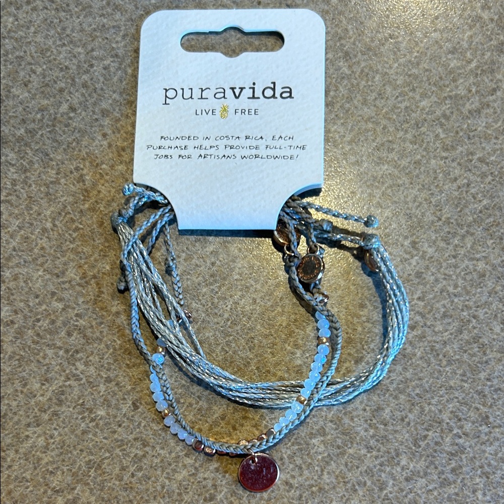 Pura Vida Light Blue and Silver Bracelet Set